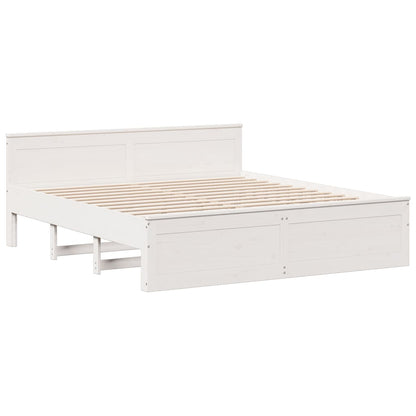 vidaXL Bed Frame without Mattress with Headboard White 180x200 cm Super King Solid Wood Pine