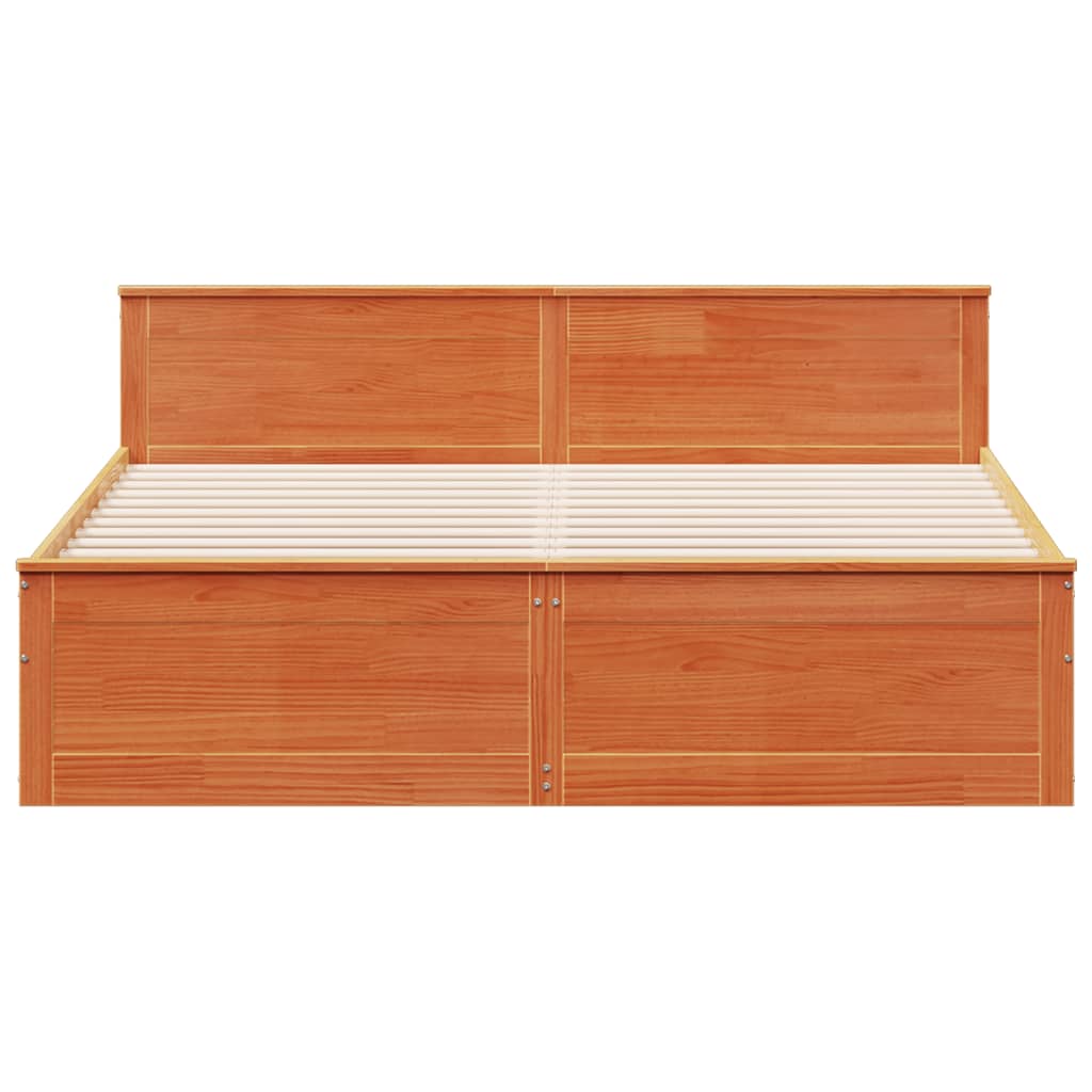 vidaXL Bed Frame without Mattress with Headboard Wax Brown 180x200 cm Super King Solid Wood Pine