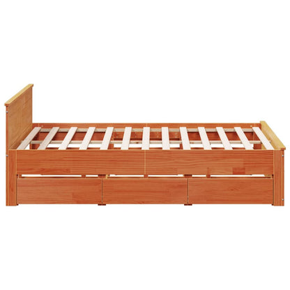 vidaXL Bed Frame without Mattress with Headboard Wax Brown 180x200 cm Super King Solid Wood Pine