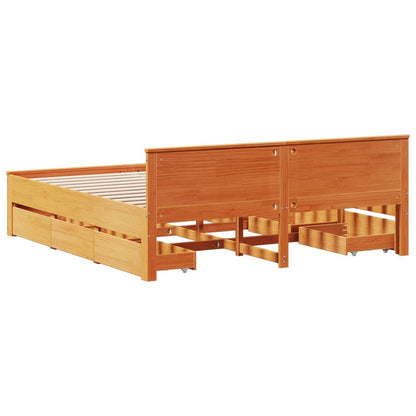 vidaXL Bed Frame without Mattress with Headboard Wax Brown 180x200 cm Super King Solid Wood Pine