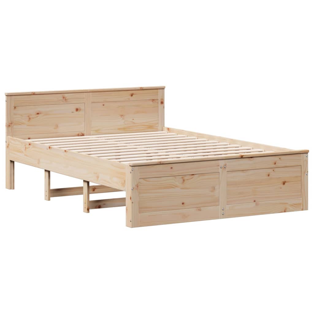 vidaXL Bed Frame without Mattress with Headboard 160x200 cm Solid Wood Pine