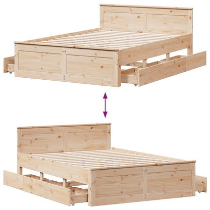 vidaXL Bed Frame without Mattress with Headboard 160x200 cm Solid Wood Pine