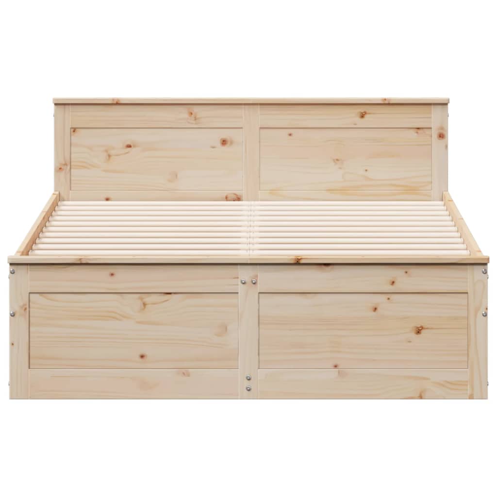 vidaXL Bed Frame without Mattress with Headboard 150x200 cm King Size Solid Wood Pine
