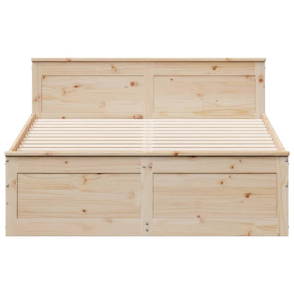 vidaXL Bed Frame without Mattress with Headboard 150x200 cm King Size Solid Wood Pine