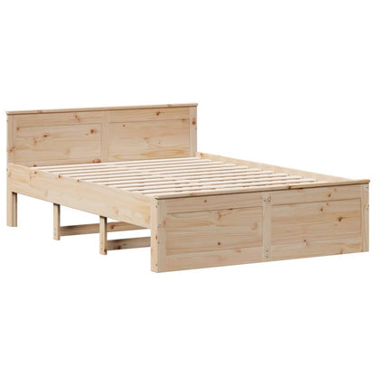vidaXL Bed Frame without Mattress with Headboard 150x200 cm King Size Solid Wood Pine