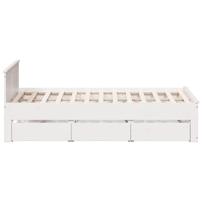 vidaXL Bed Frame without Mattress with Headboard White 150x200 cm King Size Solid Wood Pine
