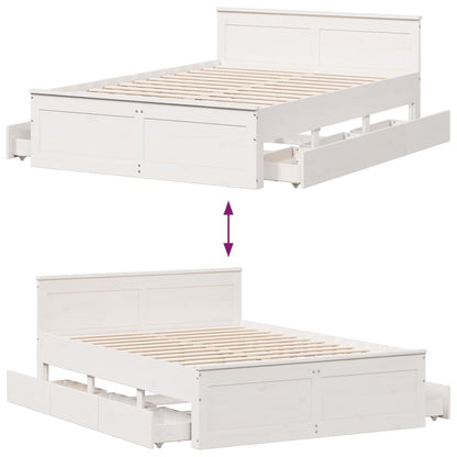 vidaXL Bed Frame without Mattress with Headboard White 150x200 cm King Size Solid Wood Pine