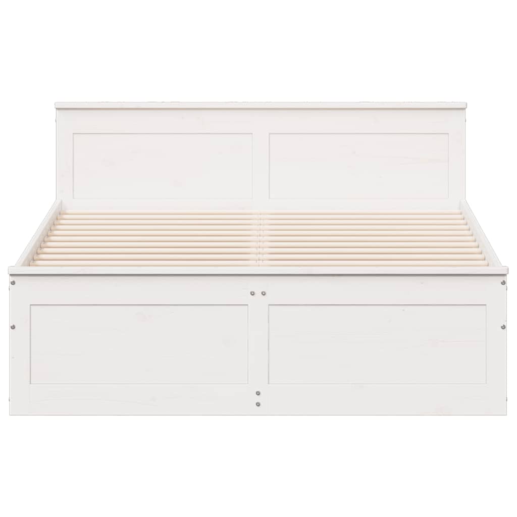 vidaXL Bed Frame without Mattress with Headboard White 140x200 cm Solid Wood Pine