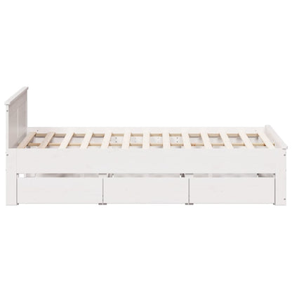 vidaXL Bed Frame without Mattress with Headboard White 140x200 cm Solid Wood Pine