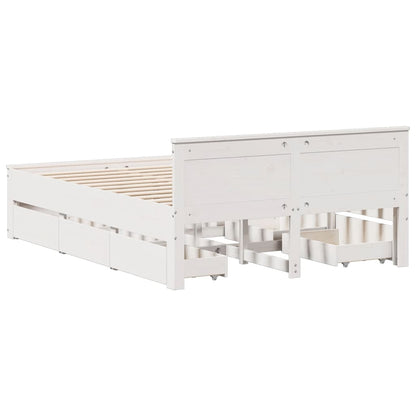 vidaXL Bed Frame without Mattress with Headboard White 140x200 cm Solid Wood Pine