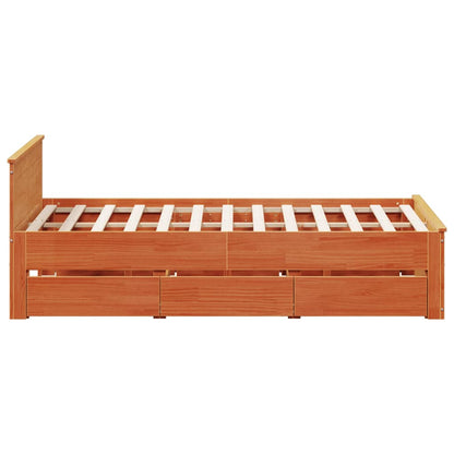 vidaXL Bed Frame without Mattress with Headboard Wax Brown 140x200 cm Solid Wood Pine