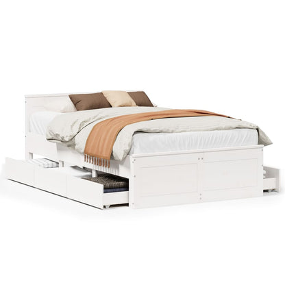 vidaXL Bed Frame without Mattress with Headboard White 120x200 cm Solid Wood Pine