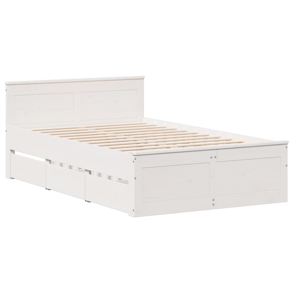 vidaXL Bed Frame without Mattress with Headboard White 120x200 cm Solid Wood Pine