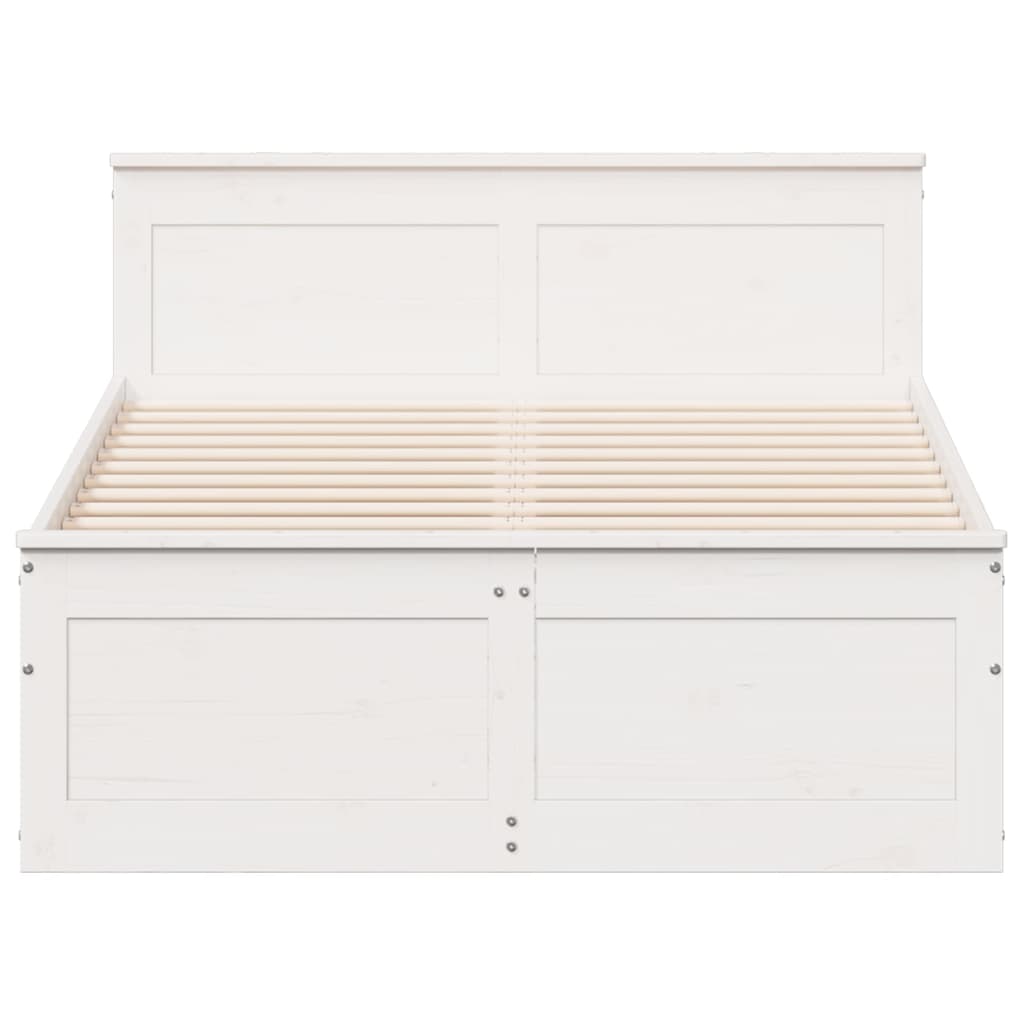 vidaXL Bed Frame without Mattress with Headboard White 120x200 cm Solid Wood Pine