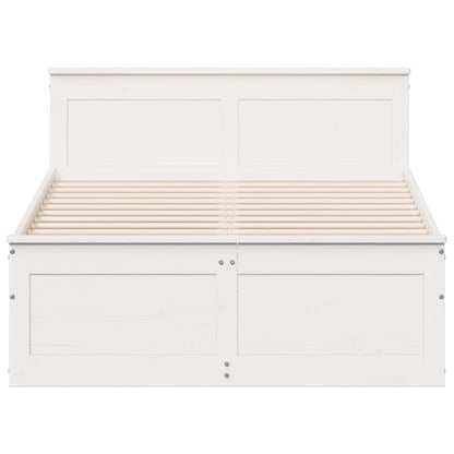 vidaXL Bed Frame without Mattress with Headboard White 120x200 cm Solid Wood Pine
