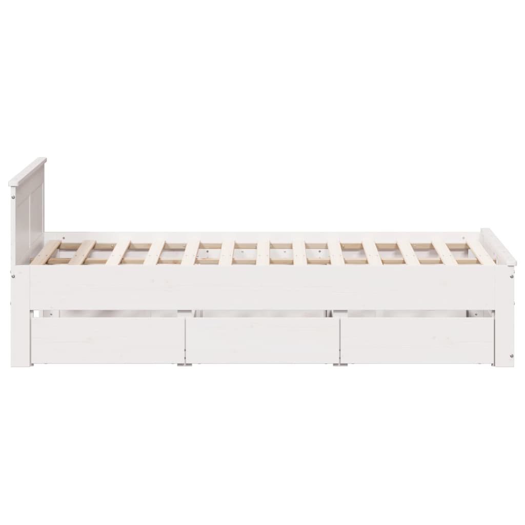 vidaXL Bed Frame without Mattress with Headboard White 120x200 cm Solid Wood Pine