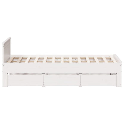 vidaXL Bed Frame without Mattress with Headboard White 120x200 cm Solid Wood Pine