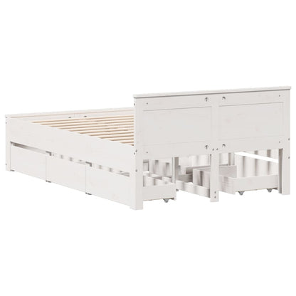 vidaXL Bed Frame without Mattress with Headboard White 120x200 cm Solid Wood Pine