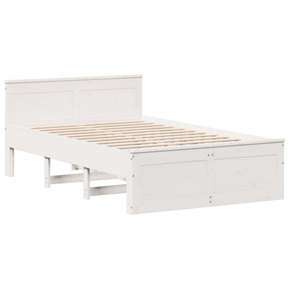 vidaXL Bed Frame without Mattress with Headboard White 120x200 cm Solid Wood Pine