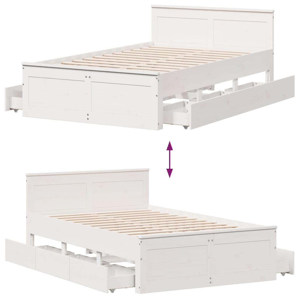 vidaXL Bed Frame without Mattress with Headboard White 120x200 cm Solid Wood Pine