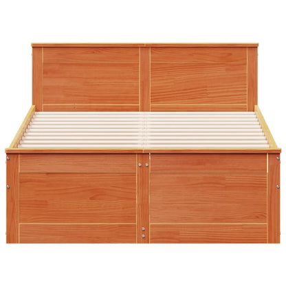 vidaXL Bed Frame without Mattress with Headboard Wax Brown 120x200 cm Solid Wood Pine