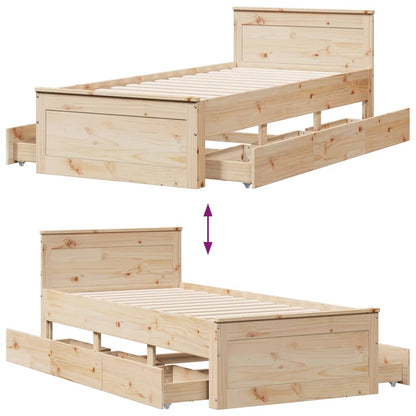 vidaXL Bed Frame without Mattress with Headboard 90x200 cm Solid Wood Pine