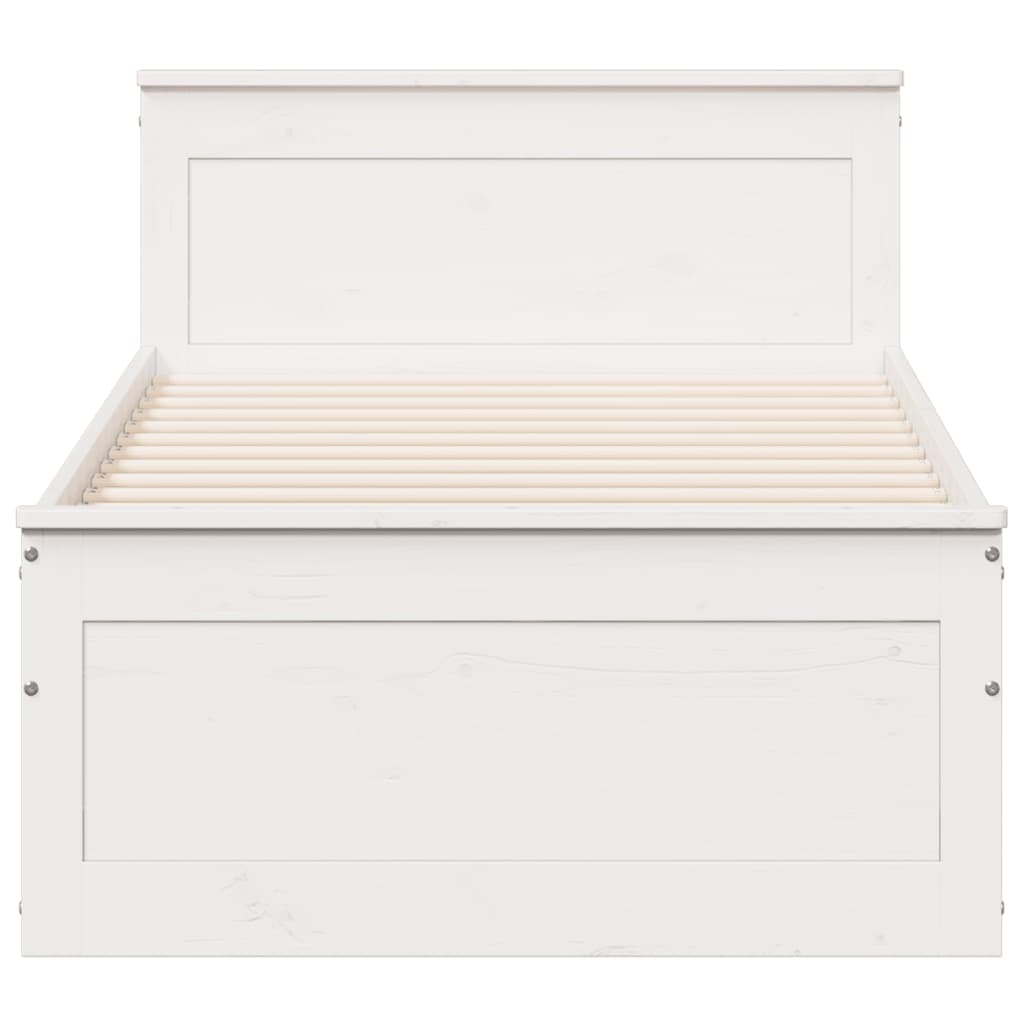 vidaXL Bed Frame without Mattress with Headboard White 90x200 cm Solid Wood Pine