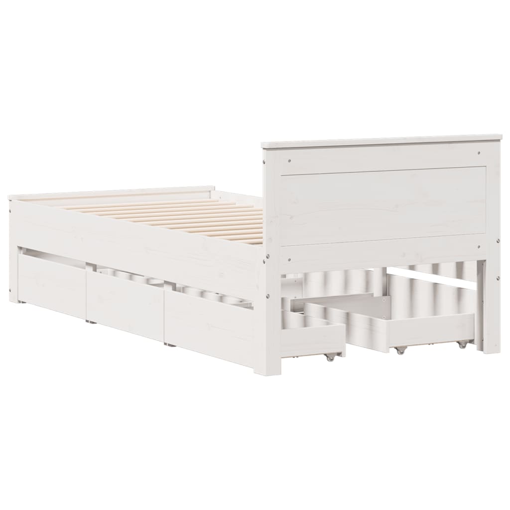 vidaXL Bed Frame without Mattress with Headboard White 90x200 cm Solid Wood Pine