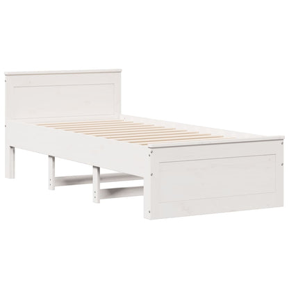 vidaXL Bed Frame without Mattress with Headboard White 90x200 cm Solid Wood Pine