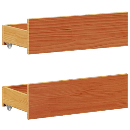 vidaXL Bed Frame without Mattress with Headboard Wax Brown 140x190 cm Solid Wood Pine