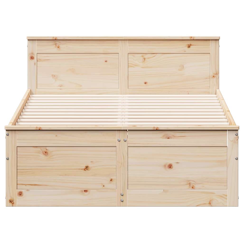 vidaXL Bed Frame without Mattress with Headboard 135x190 cm Double Solid Wood Pine