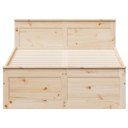 vidaXL Bed Frame without Mattress with Headboard 135x190 cm Double Solid Wood Pine
