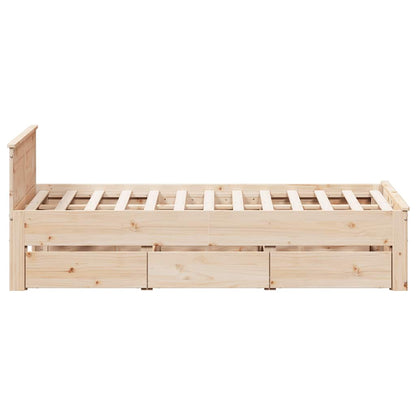 vidaXL Bed Frame without Mattress with Headboard 135x190 cm Double Solid Wood Pine
