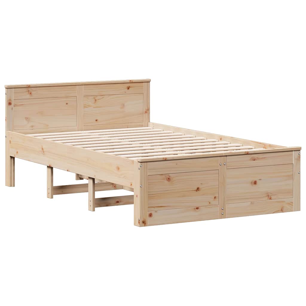 vidaXL Bed Frame without Mattress with Headboard 135x190 cm Double Solid Wood Pine