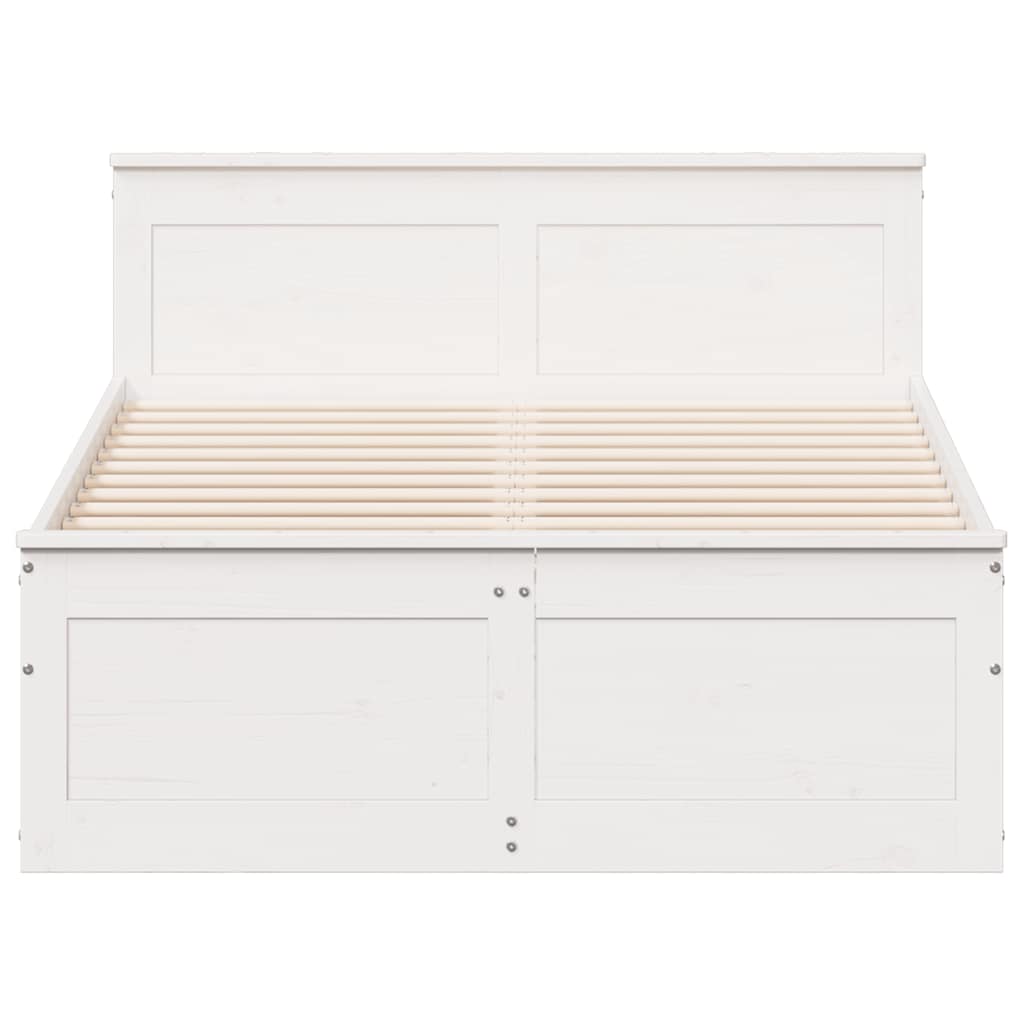 vidaXL Bed Frame without Mattress with Headboard White 135x190 cm Double Solid Wood Pine