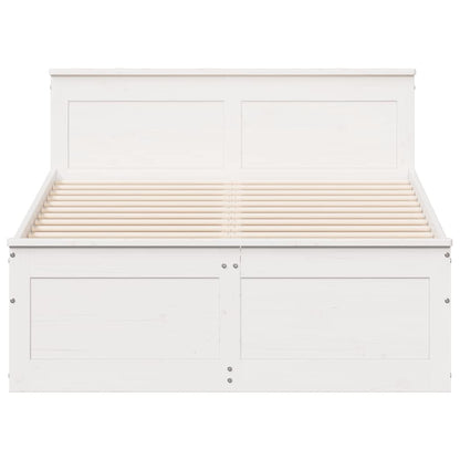 vidaXL Bed Frame without Mattress with Headboard White 135x190 cm Double Solid Wood Pine