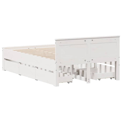 vidaXL Bed Frame without Mattress with Headboard White 135x190 cm Double Solid Wood Pine