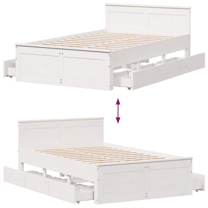 vidaXL Bed Frame without Mattress with Headboard White 135x190 cm Double Solid Wood Pine