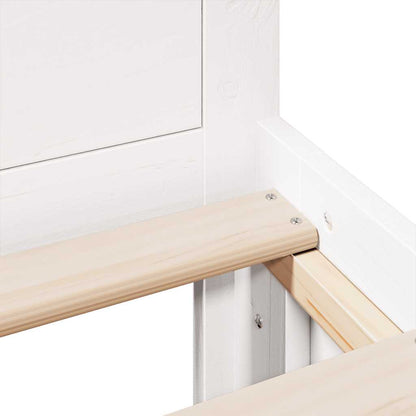 vidaXL Bed Frame without Mattress with Headboard White 135x190 cm Double Solid Wood Pine