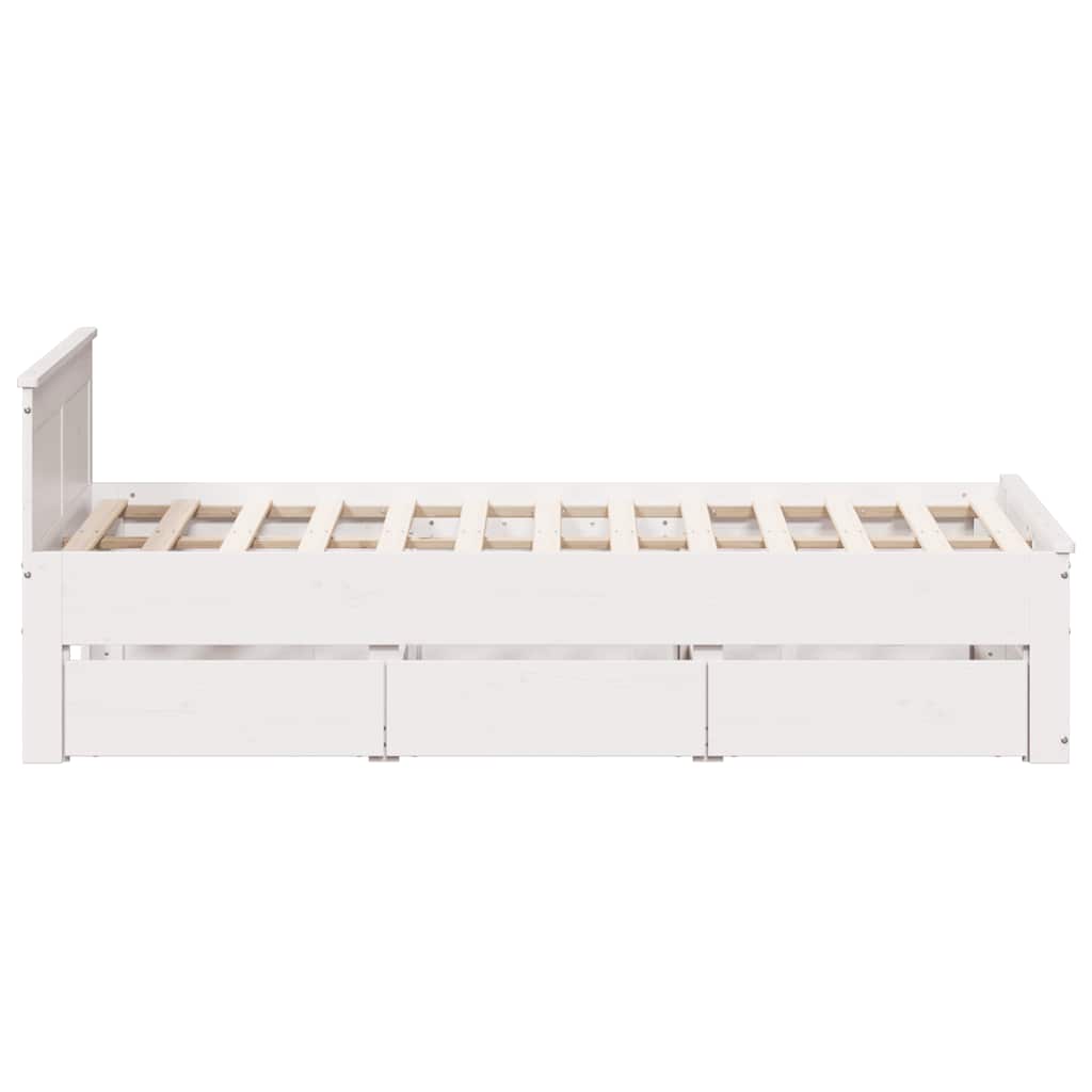 vidaXL Bed Frame without Mattress with Headboard White 120x190 cm Small Double Solid Wood Pine