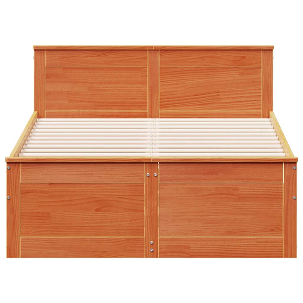 vidaXL Bed Frame without Mattress with Headboard Wax Brown 120x190 cm Small Double Solid Wood Pine