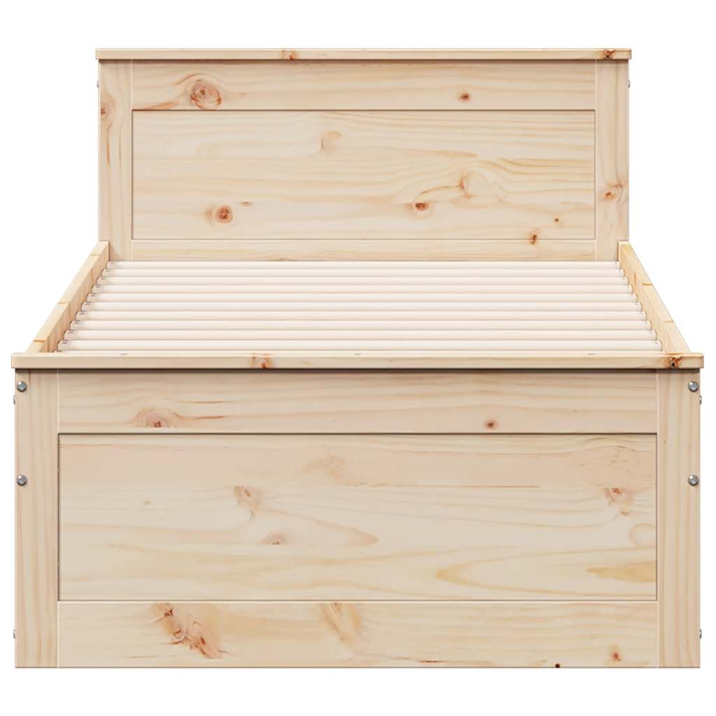 vidaXL Bed Frame without Mattress with Headboard 90x190 cm Single Solid Wood Pine