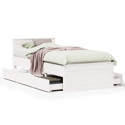 vidaXL Bed Frame without Mattress with Headboard White 90x190 cm Single Solid Wood Pine