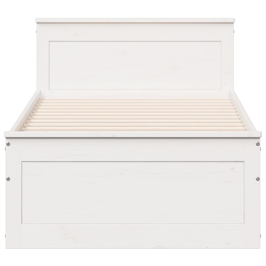 vidaXL Bed Frame without Mattress with Headboard White 90x190 cm Single Solid Wood Pine