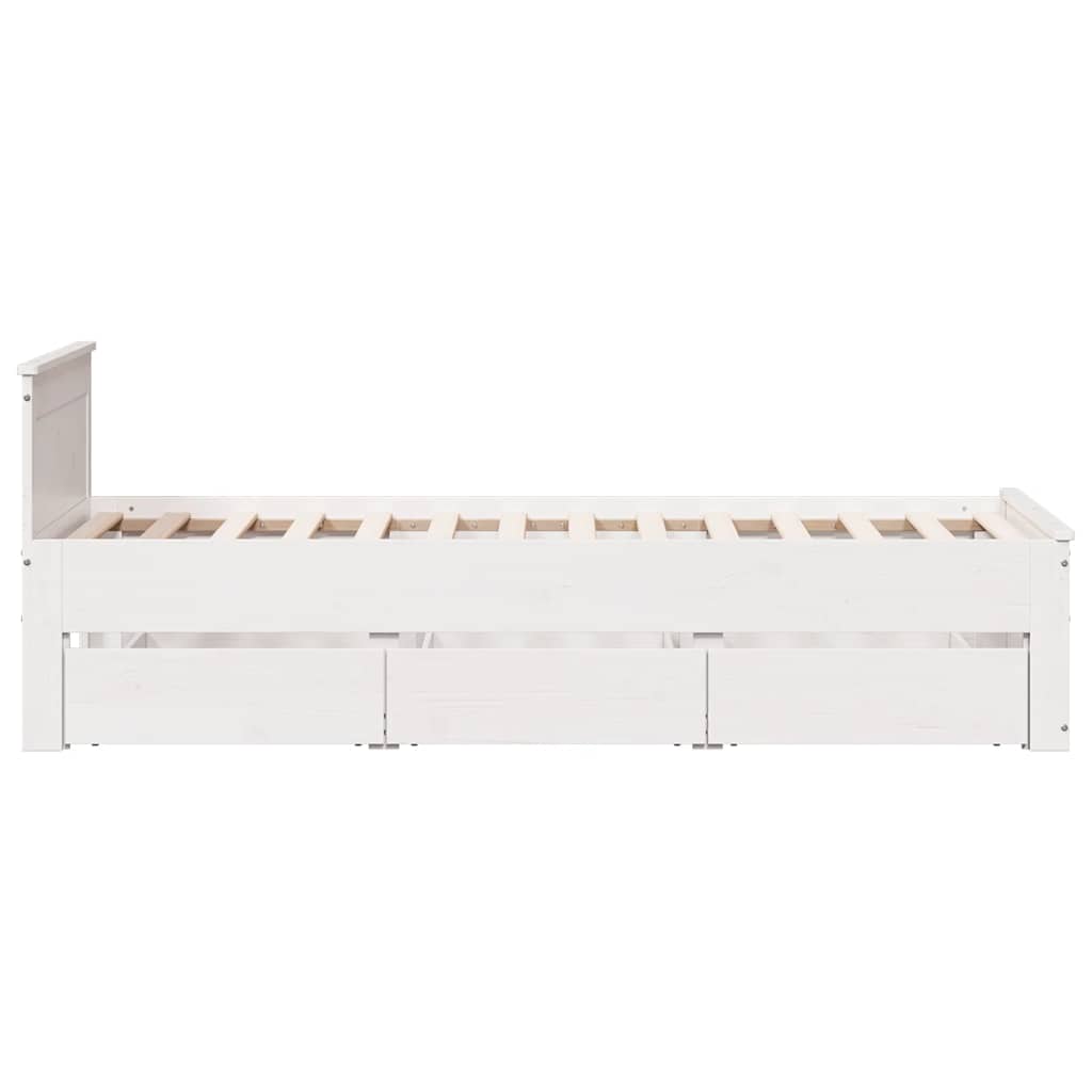 vidaXL Bed Frame without Mattress with Headboard White 90x190 cm Single Solid Wood Pine