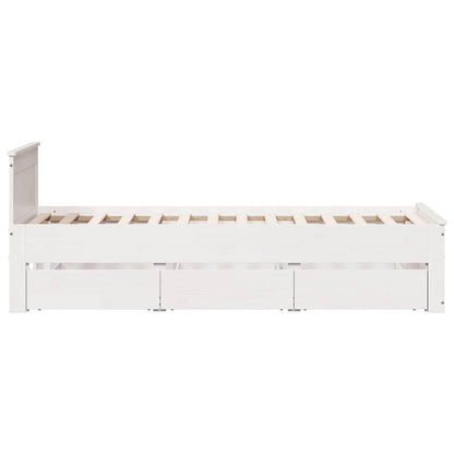 vidaXL Bed Frame without Mattress with Headboard White 90x190 cm Single Solid Wood Pine