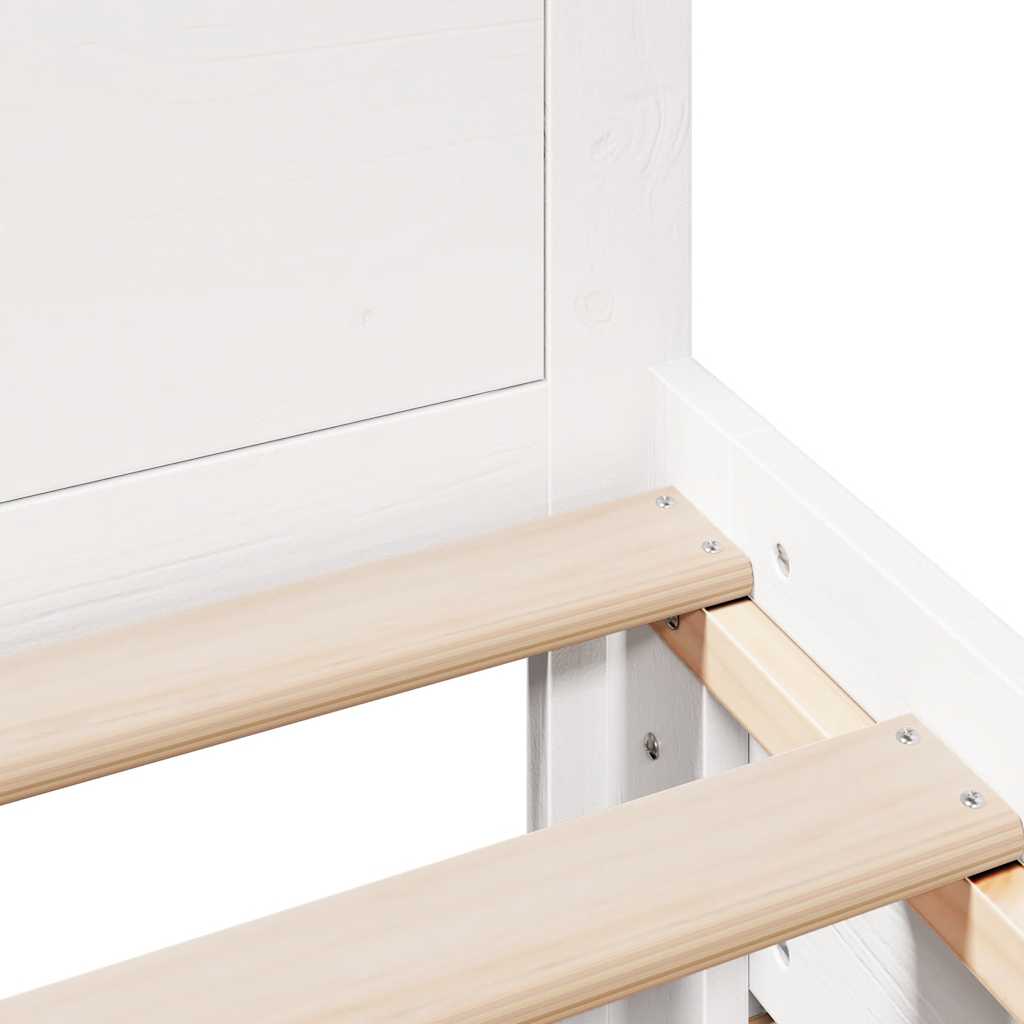 vidaXL Bed Frame without Mattress with Headboard White 90x190 cm Single Solid Wood Pine