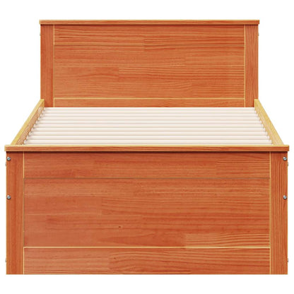 vidaXL Bed Frame without Mattress with Headboard Wax Brown 90x190 cm Single Solid Wood Pine