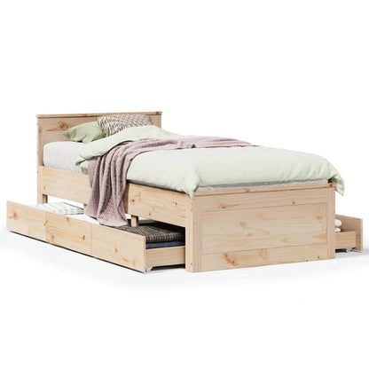 vidaXL Bed Frame without Mattress with Headboard 75x190 cm Small Single Solid Wood Pine