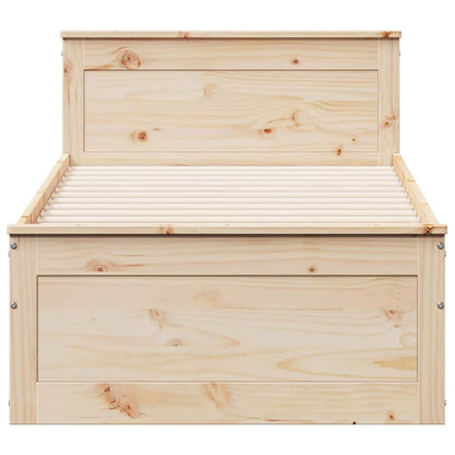 vidaXL Bed Frame without Mattress with Headboard 75x190 cm Small Single Solid Wood Pine